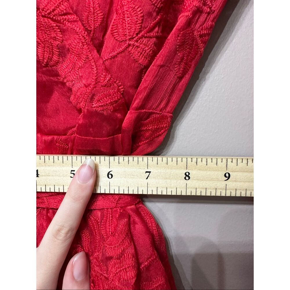 NWOT Hello Molly I Heard A Rumour Red Fiere Embroidered Ruffled Mini Dress XS - Picture 11 of 13